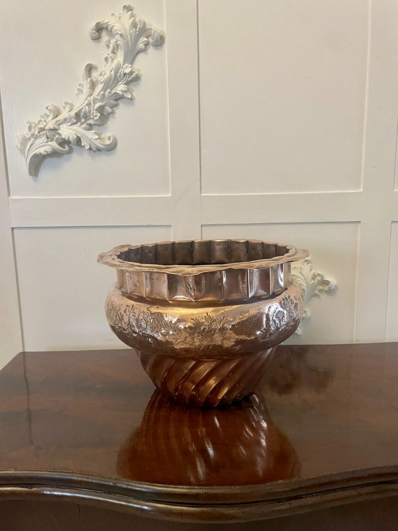 Unusual Antique Victorian Quality Copper Jardiniere